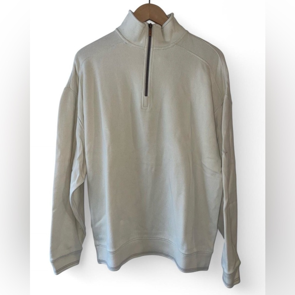 Tommy Bahama Sweater Men’s 1/4 Zip Cotton Coconut Cream in size Medium